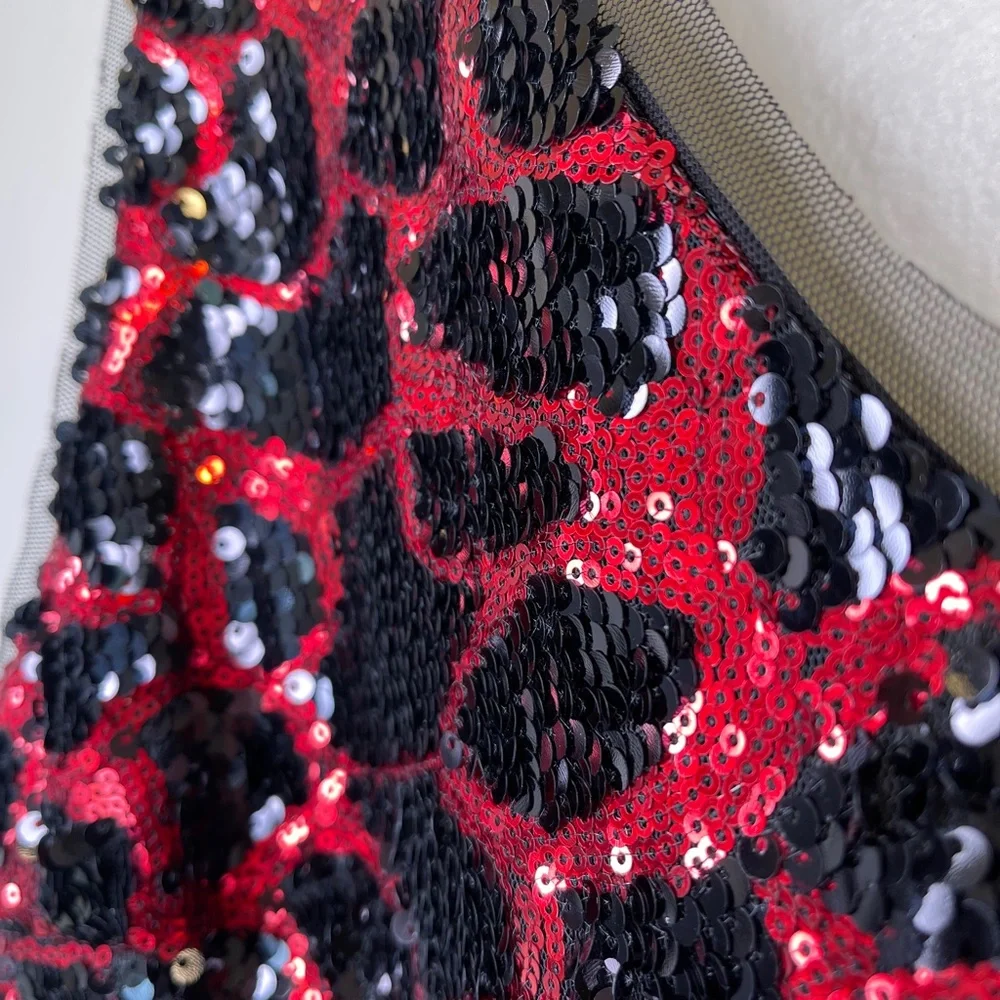 ZARA Animal Print Jewel Tone Sequin Embellished Glam Cocktail Holiday Mini Dress - Picture 10 of 16